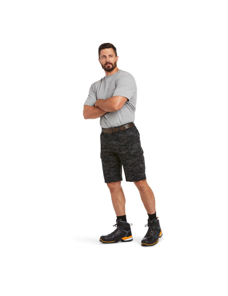 Bermudas Ariat Rebar DuraStretch Made Tough Cargo Negros Camuflados | NET892546