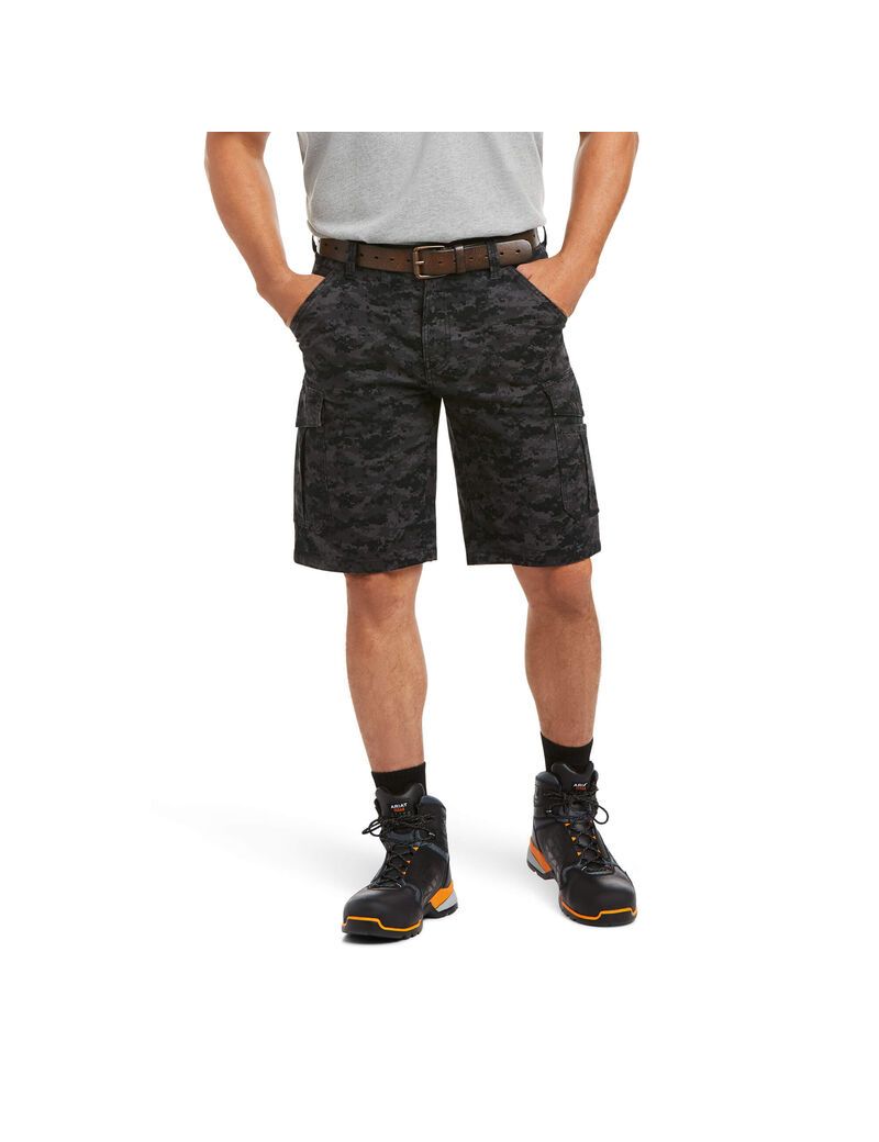 Bermudas Ariat Rebar DuraStretch Made Tough Cargo Negros Camuflados | NET892546