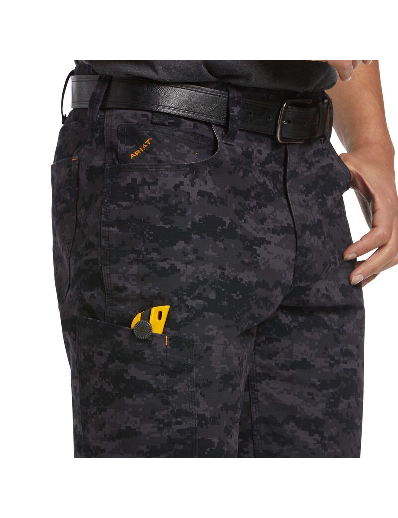 Bermudas Ariat Rebar DuraStretch Made Tough Negros Camuflados | VBH364098