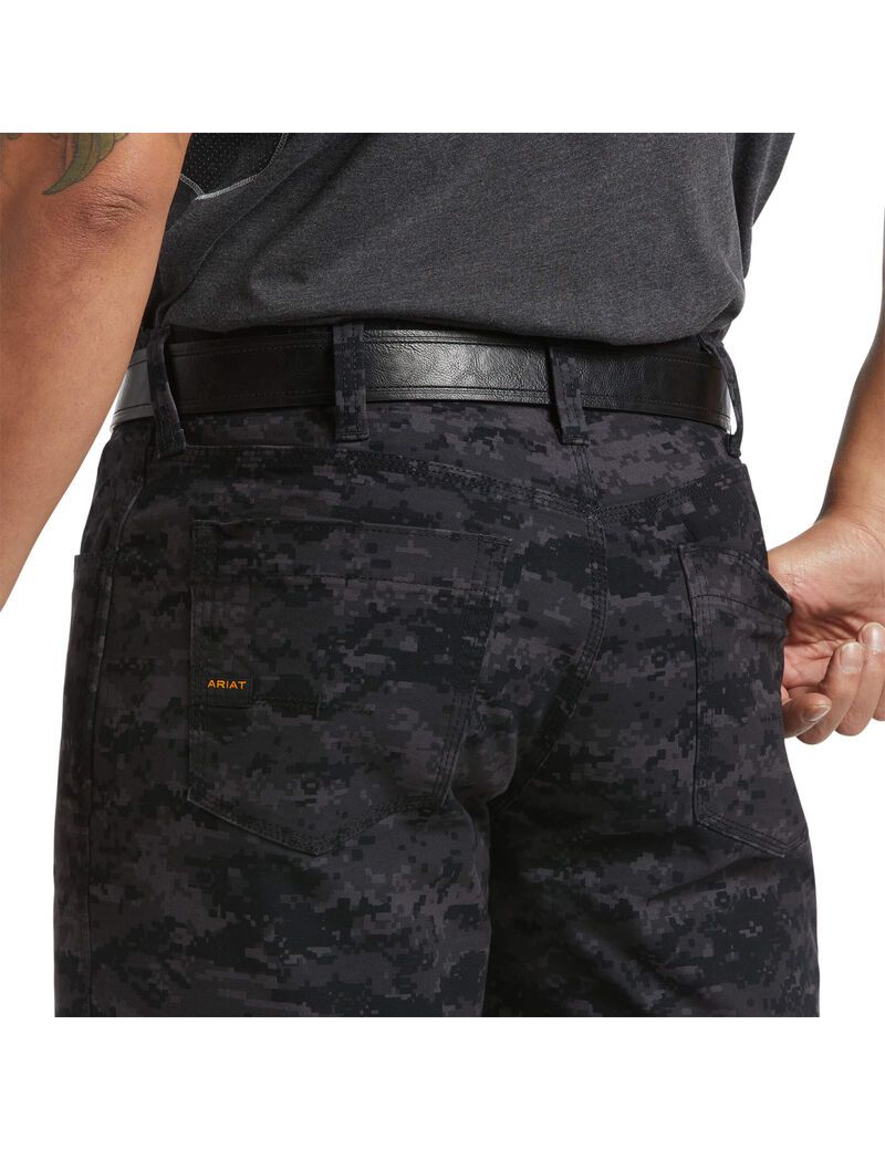 Bermudas Ariat Rebar DuraStretch Made Tough Negros Camuflados | VBH364098