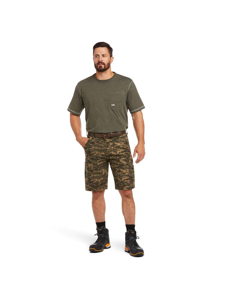 Bermudas Ariat Rebar DuraStretch Made Tough Cargo Verde Oliva Camuflados | XKP216837