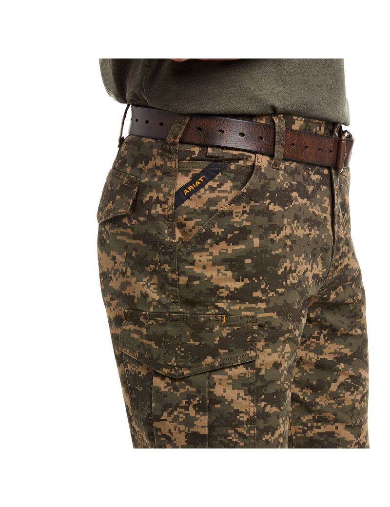 Bermudas Ariat Rebar DuraStretch Made Tough Cargo Verde Oliva Camuflados | XKP216837