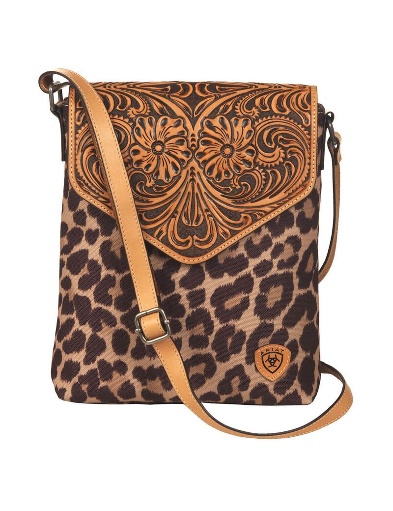 Bolsas Ariat Leopard crossbody Marrom | UJH172539