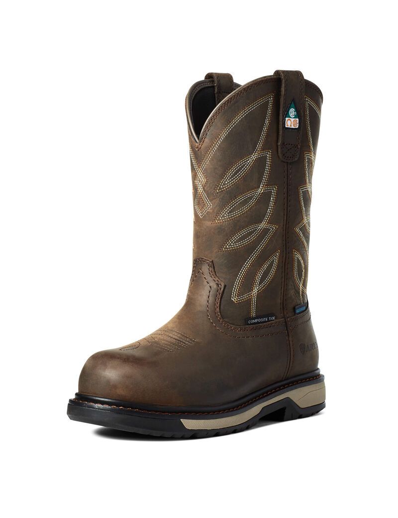 Botas De Trabajo Ariat Riveter CSA Impermeables Composite Puntera Marrom Oscuro | EBS158264