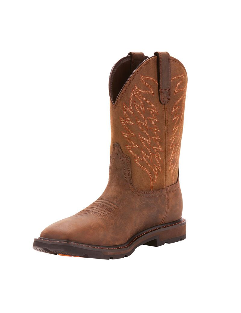 Botas Impermeables Ariat Groundbreaker Anchos Square Puntera Trabajo Marrom Oscuro | FTR426035