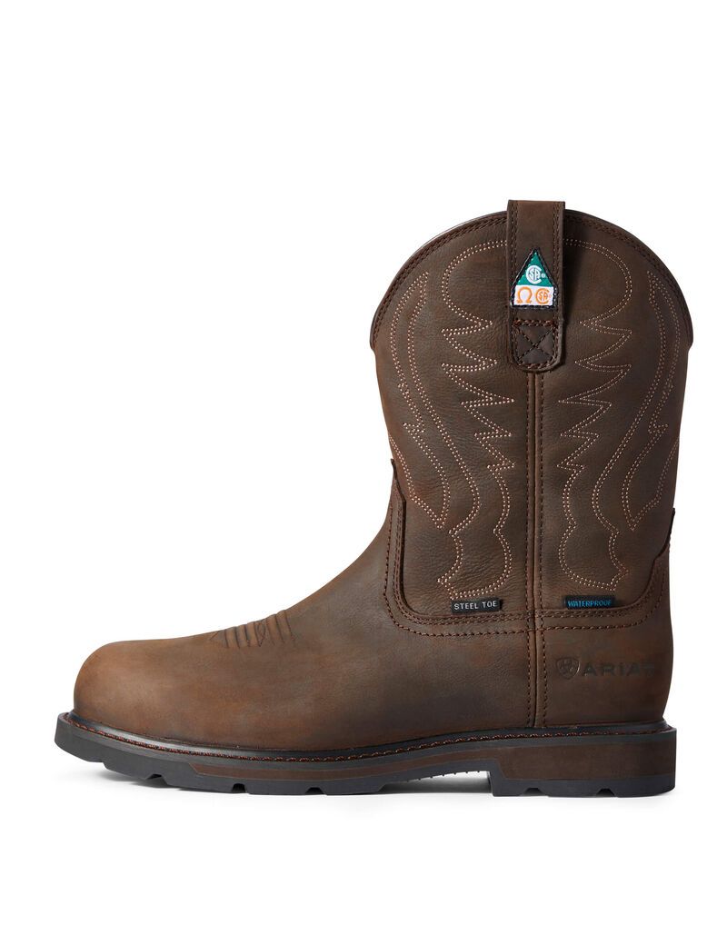 Botas Impermeables Ariat Groundbreaker CSA Steel Puntera Trabajo Marrom Oscuro | NDR302897