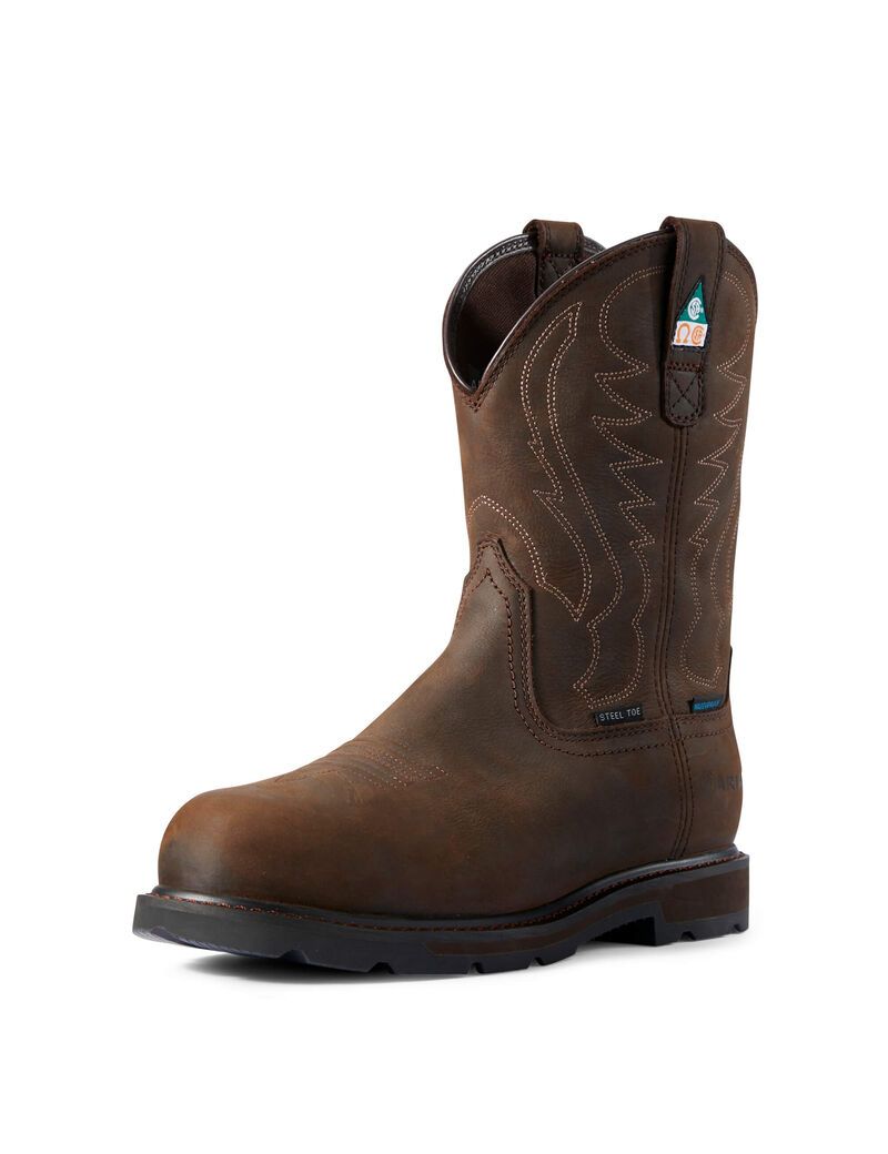 Botas Impermeables Ariat Groundbreaker CSA Steel Puntera Trabajo Marrom Oscuro | NDR302897