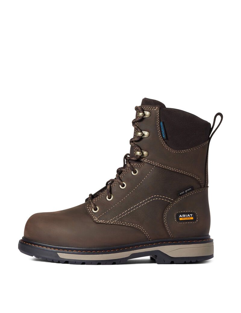 Botas Impermeables Ariat Riveter 8' CSA Glacier Grip 400g Composite Puntera Trabajo Marrom Oscuro | UTL537820