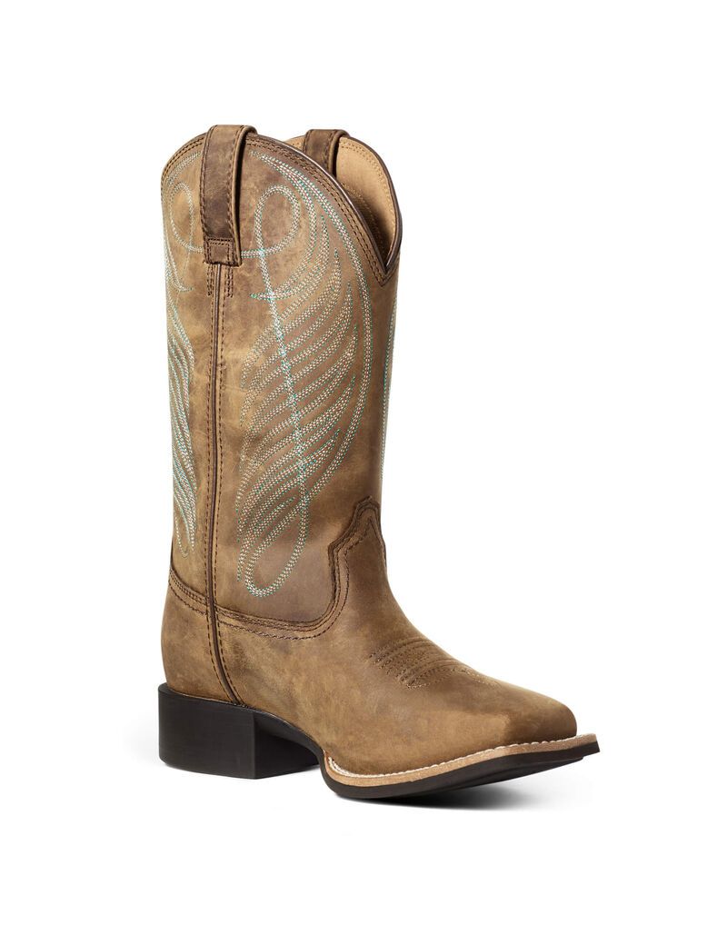 Botas Impermeables Ariat Round Up Anchos Square Puntera Western Marrom | UPH846109