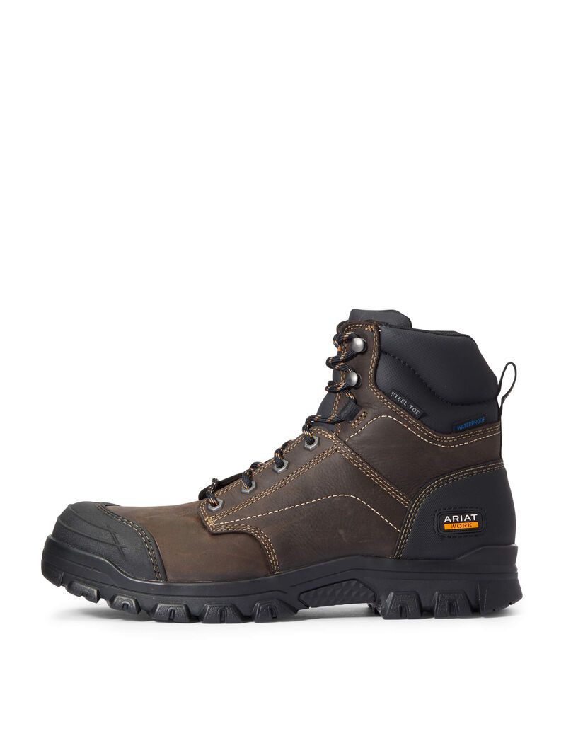 Botas Impermeables Ariat Treadfast 6' Steel Puntera Trabajo Marrom Oscuro | KTG083265