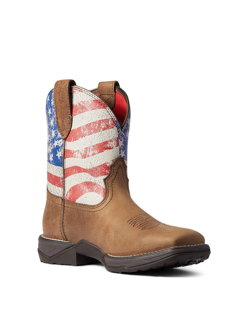 Botas Occidentales Ariat Anthem Shortie Patriot Rojos Marrom | RXN123780