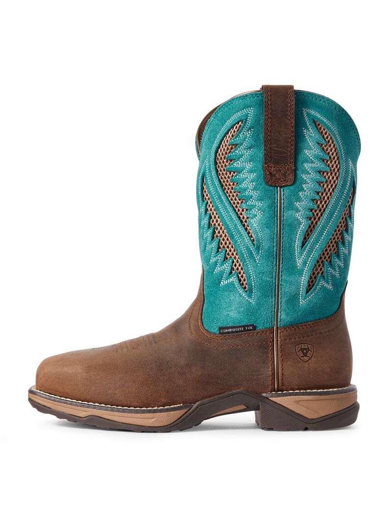 Botas Occidentales Ariat Anthem Venttek Composite Puntera Trabajo Azul Rey Chocolate | XUY841297