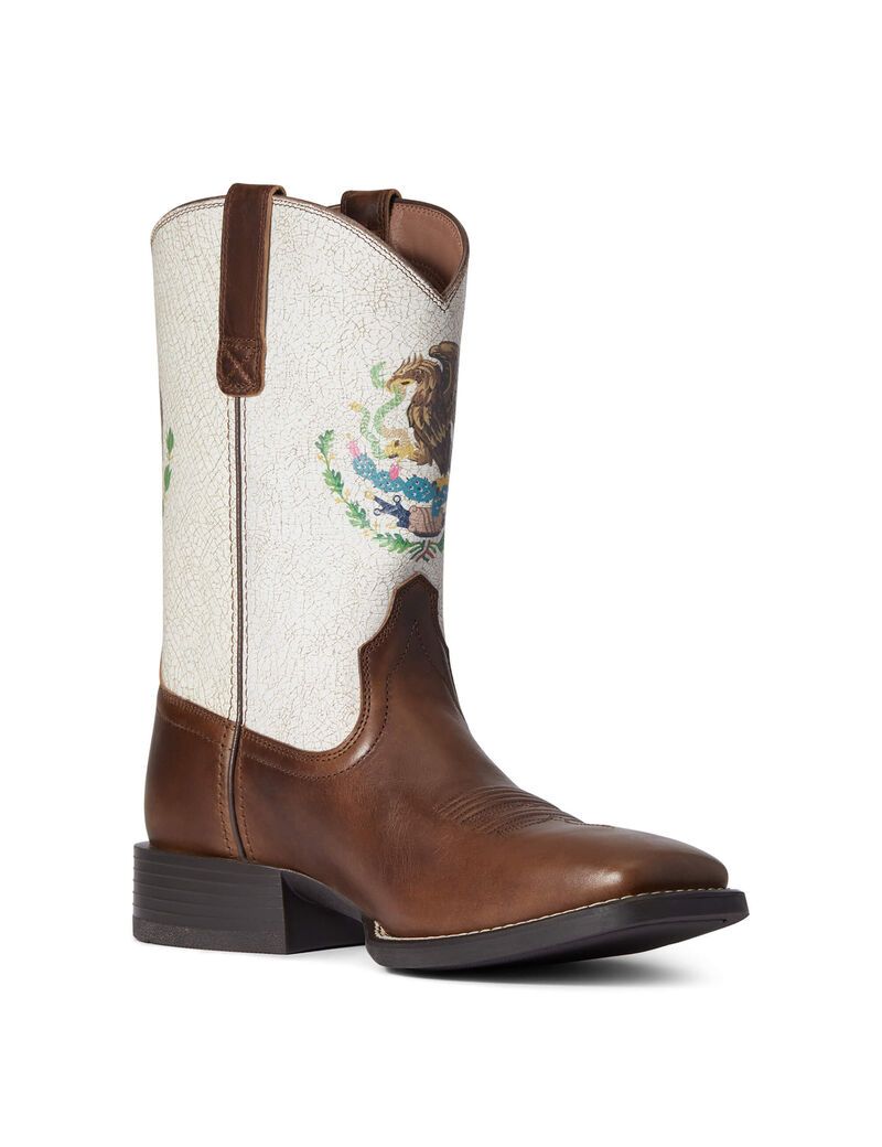 Botas Occidentales Ariat Deporte Orgullo Mexicano Chocolate | IKP018573