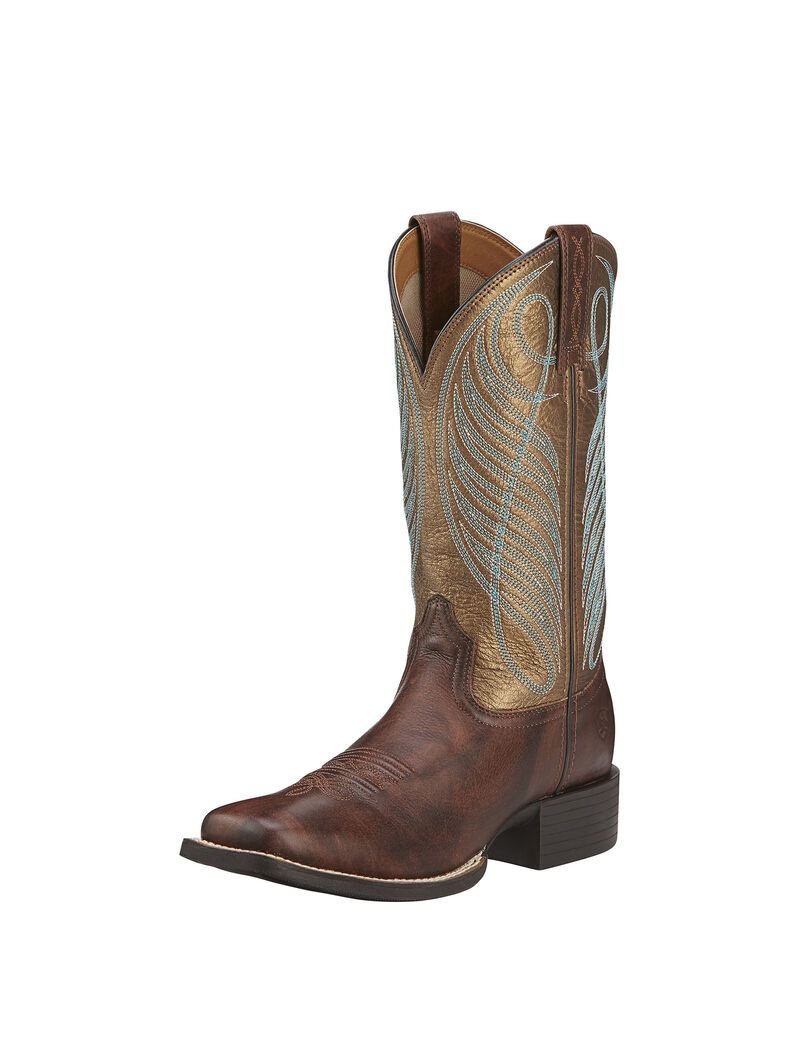 Botas Occidentales Ariat Round Up Anchos Square Puntera Marrom | KDH620973