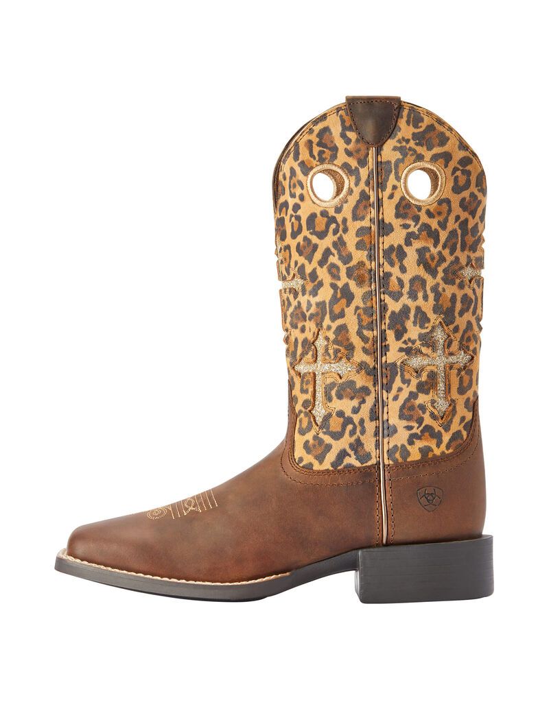 Botas Occidentales Ariat Round Up Crossroads Marrom | TUA931528