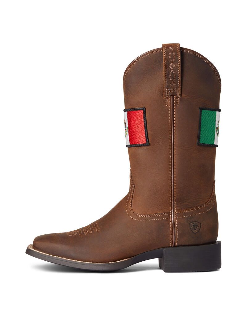 Botas Occidentales Ariat Round Up Orgullo Mexicano Marrom | CVU653102