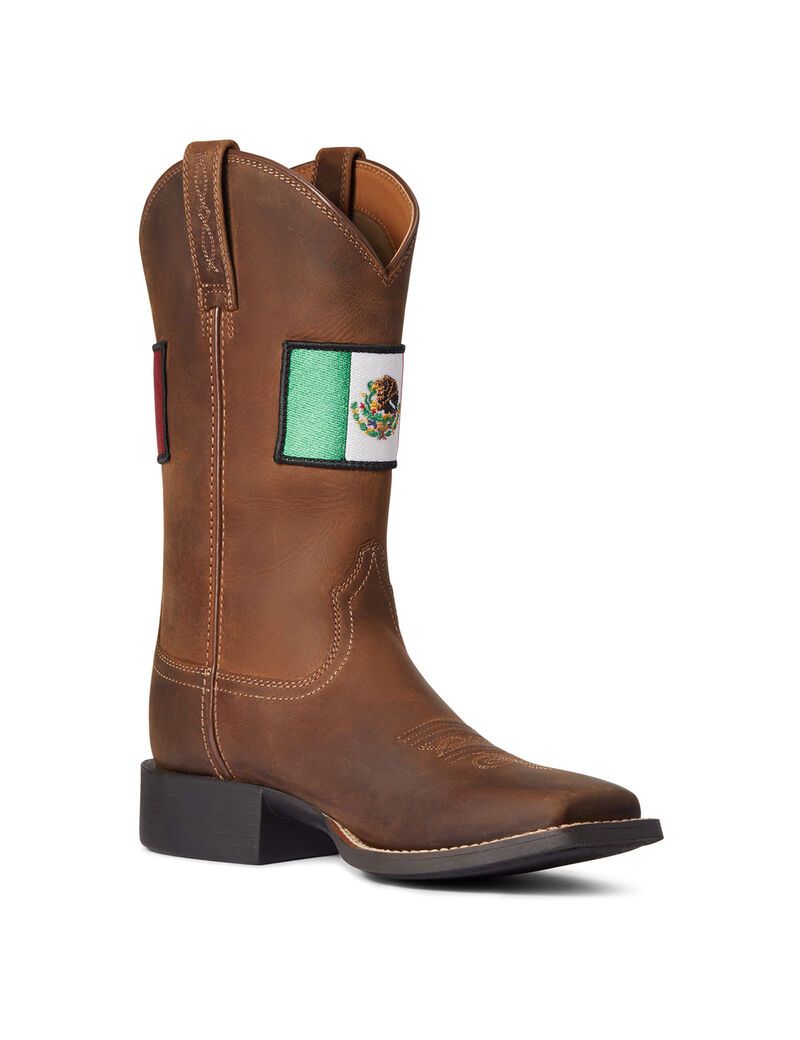 Botas Occidentales Ariat Round Up Orgullo Mexicano Marrom | CVU653102