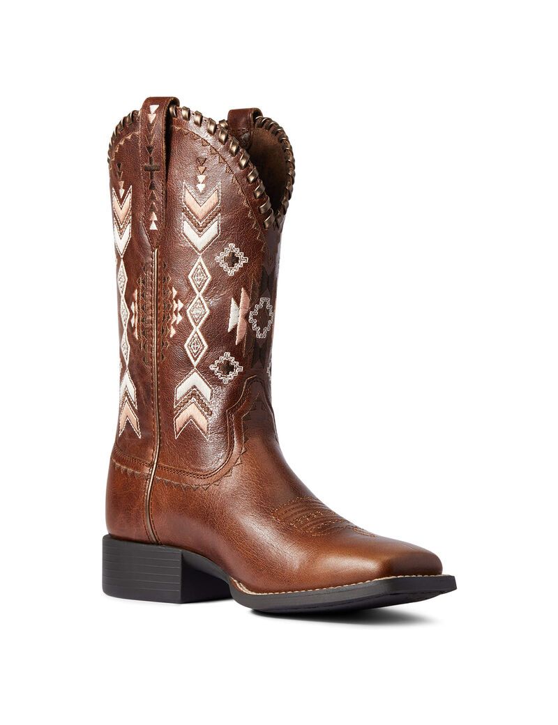 Botas Occidentales Ariat Round Up Skyler Marrom | AFU079285