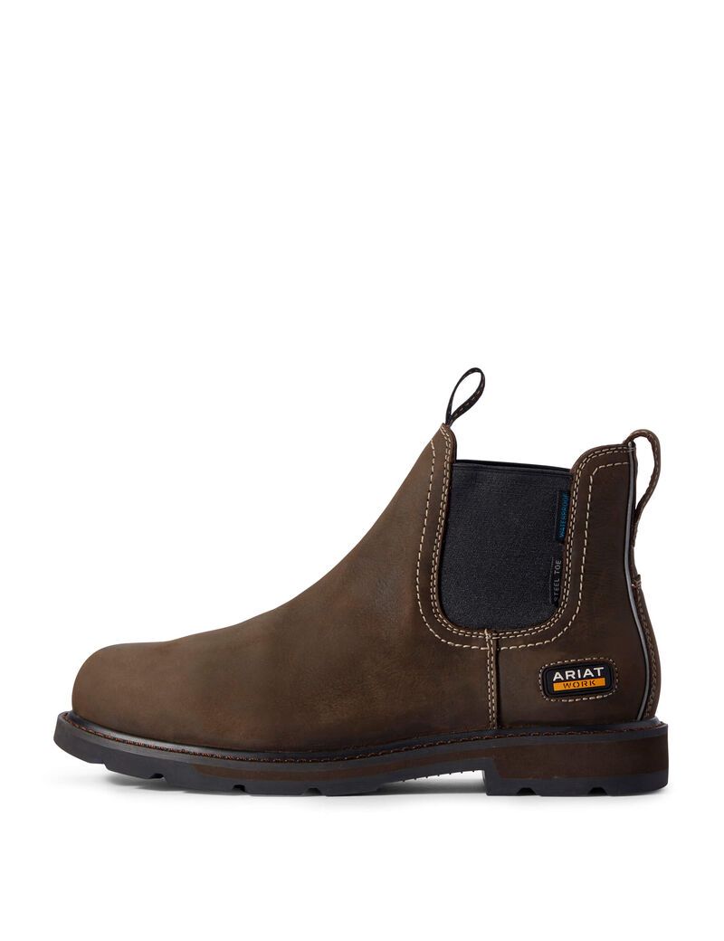 Botines Chelsea Ariat Groundbreaker CSA Impermeables Steel Puntera Trabajo Marrom Oscuro | KHR305691