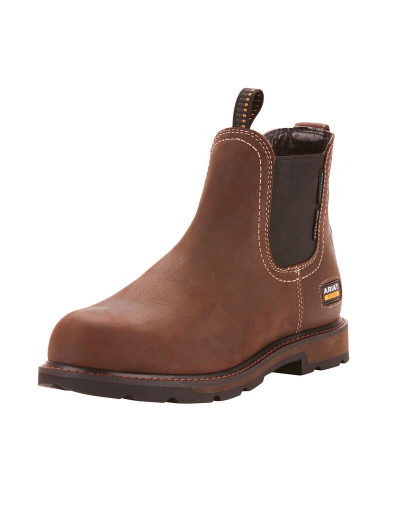 Botines Chelsea Ariat Groundbreaker Impermeables Steel Puntera Trabajo Marrom Oscuro | LRA627503