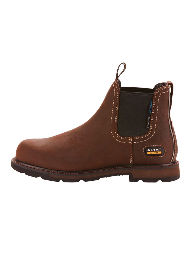 Botines Chelsea Ariat Groundbreaker Impermeables Steel Puntera Trabajo Marrom Oscuro | LRA627503