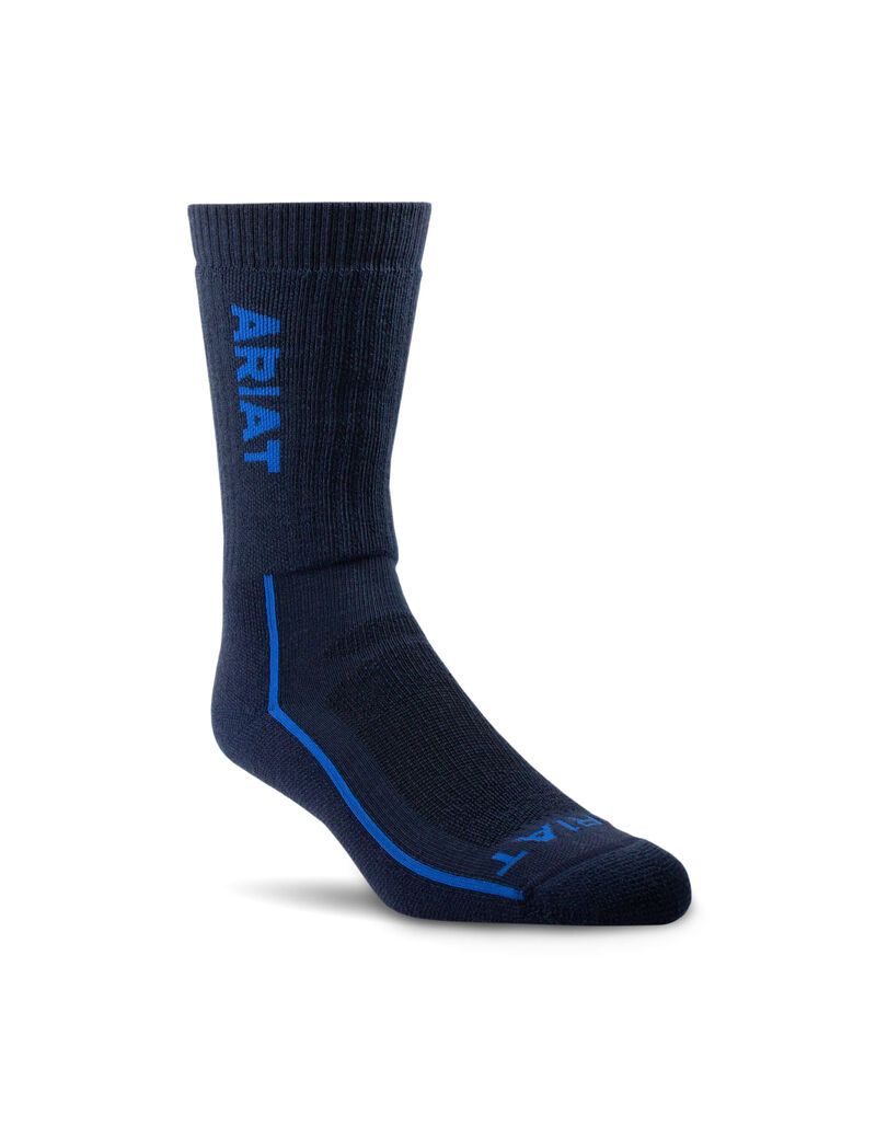 Calcetines Ariat Heavyweight Merino Lana Steel Puntera Performance Trabajo Azul Marino | TDW317856