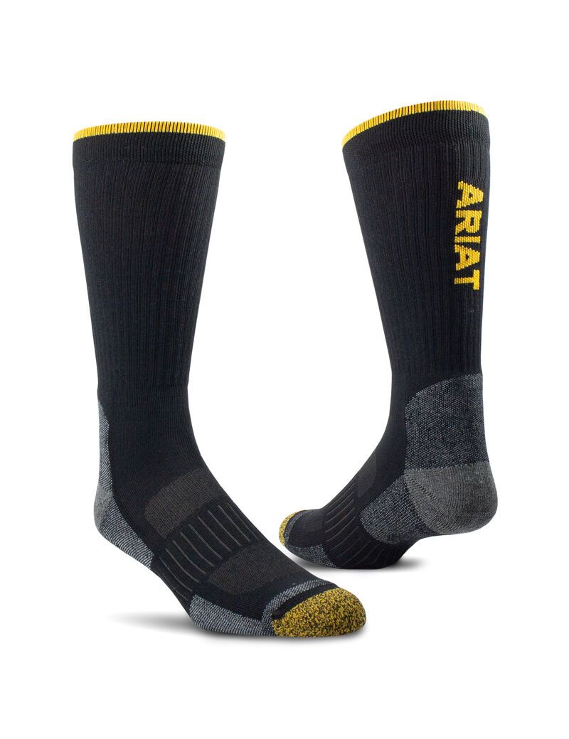 Calcetines Ariat High Performance Tek Trabajo 2PCS Negros | JSM152974