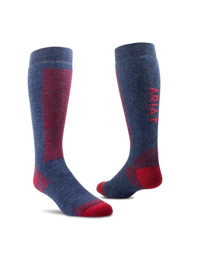 Calcetines Ariat Merinos Azul Marino Rojos | JGK178536