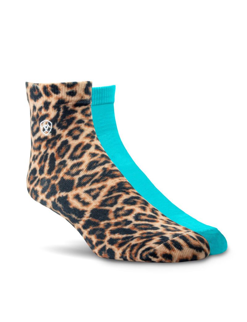 Calcetines Ariat Wild Thing Ankle 2PCS Leopardo Azules | WUI781492