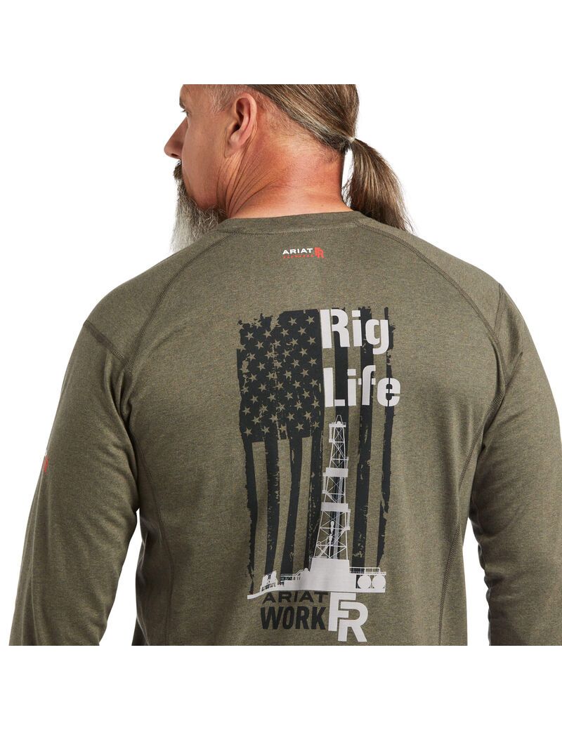 Camisas Ariat FR Air Rig Life Estampados Verde Oliva | EYO071286