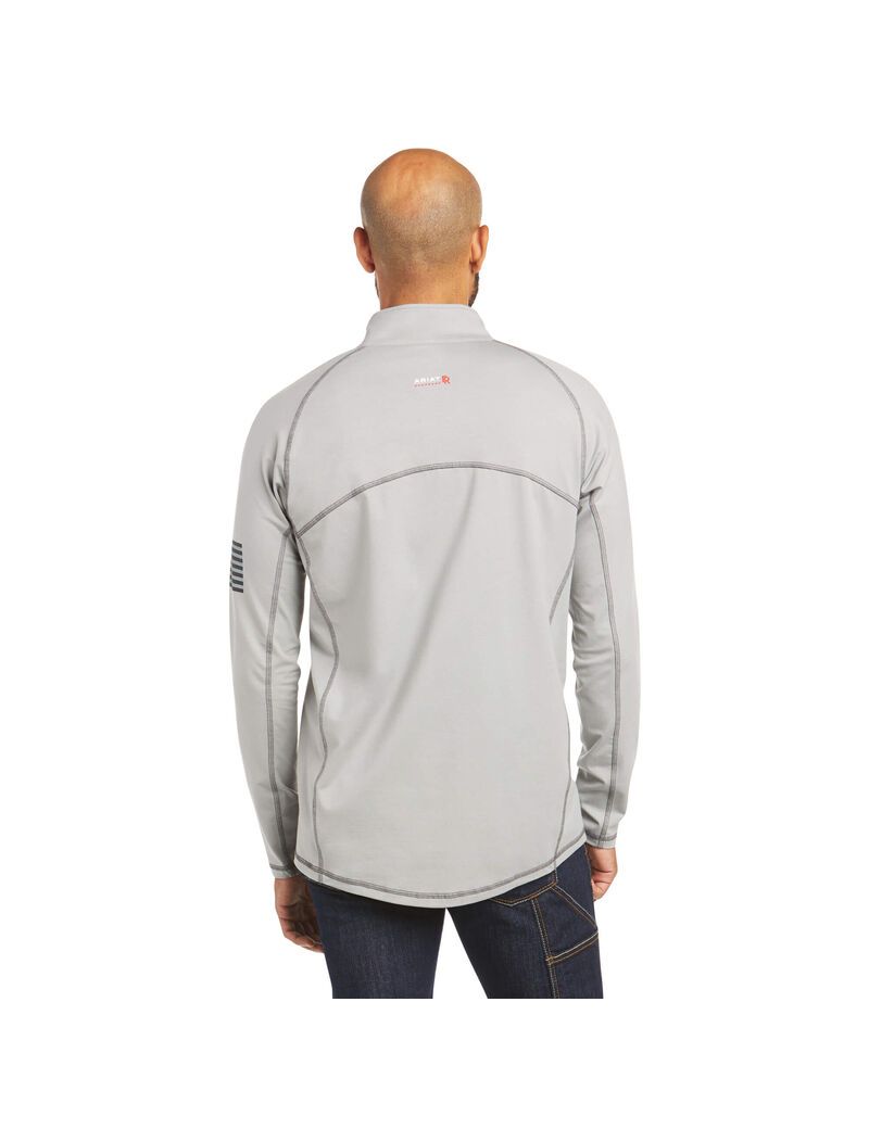 Camisas Ariat FR Combat Stretch Patriot 1/4 Zip Trabajo Plateados | KBN856920