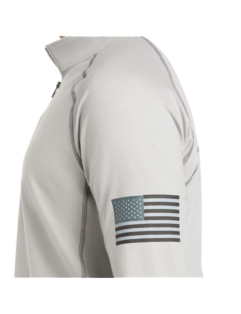 Camisas Ariat FR Combat Stretch Patriot 1/4 Zip Trabajo Plateados | KBN856920