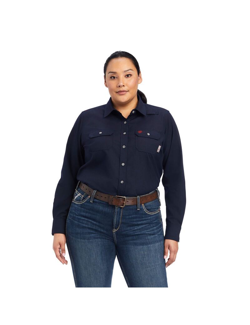 Camisas Ariat FR Featherlight Trabajo Azul Marino | TWJ825467