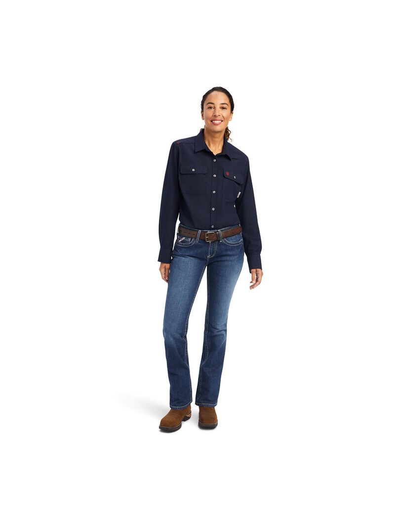 Camisas Ariat FR Featherlight Trabajo Azul Marino | TWJ825467