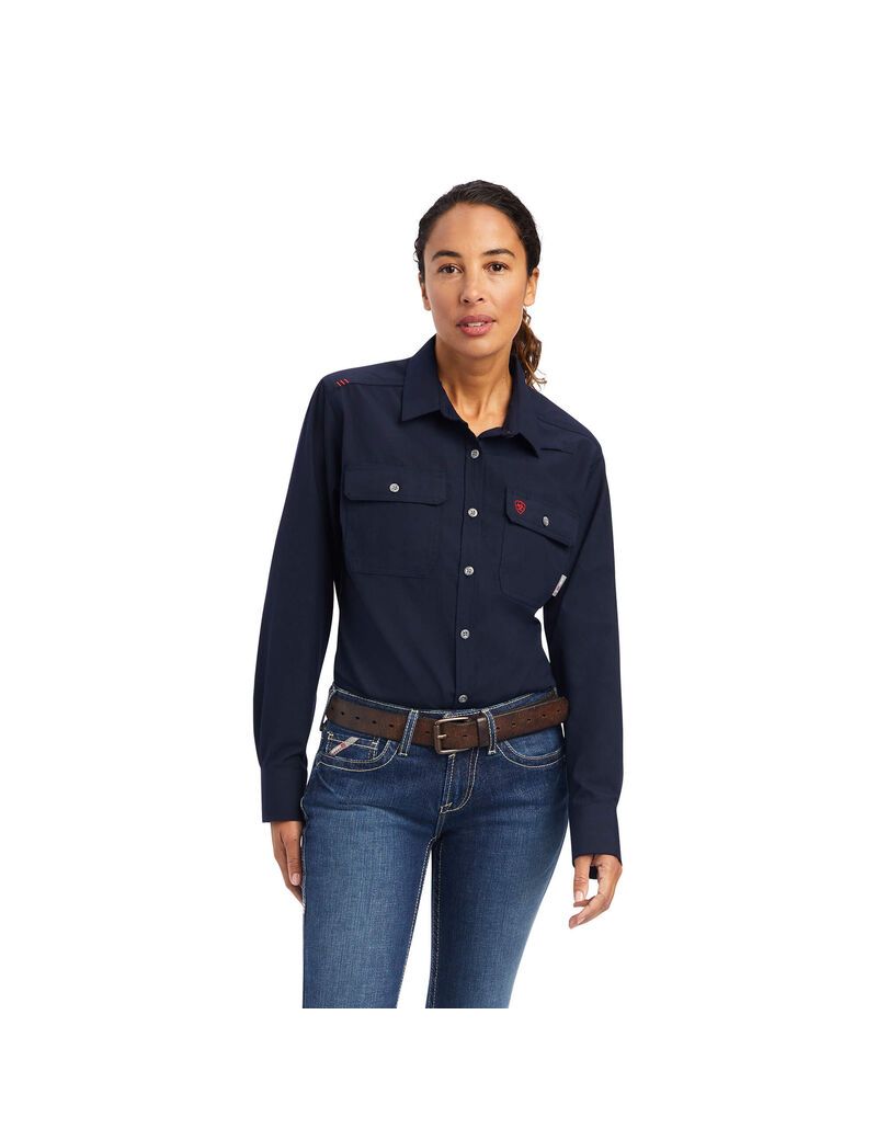 Camisas Ariat FR Featherlight Trabajo Azul Marino | TWJ825467