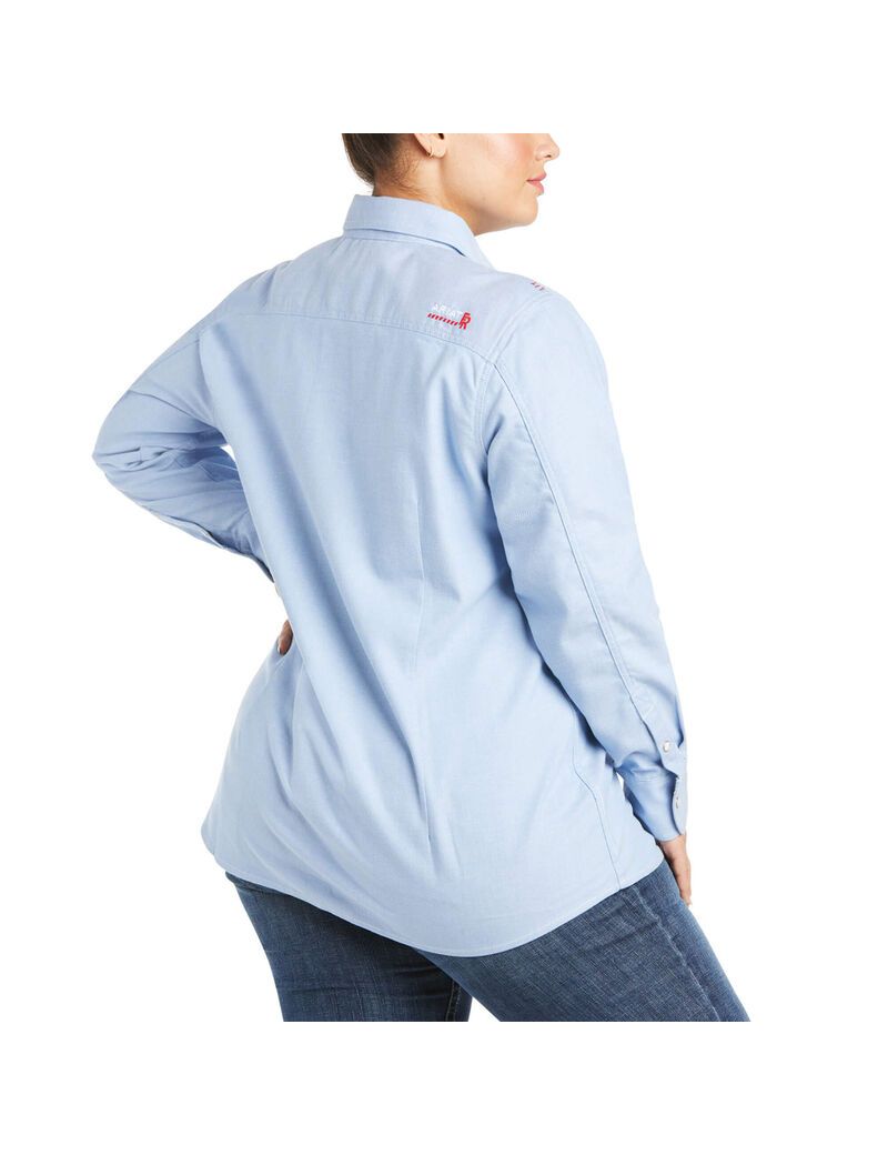 Camisas Ariat FR Solid DuraStretch Snap Trabajo Azules | SYT586031