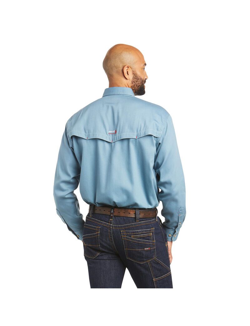 Camisas Ariat FR Vented Trabajo Grises Azules | CVZ093842