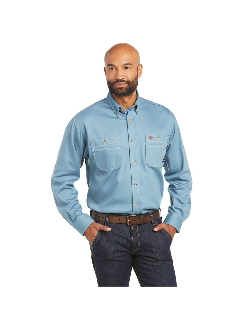 Camisas Ariat FR Vented Trabajo Grises Azules | CVZ093842