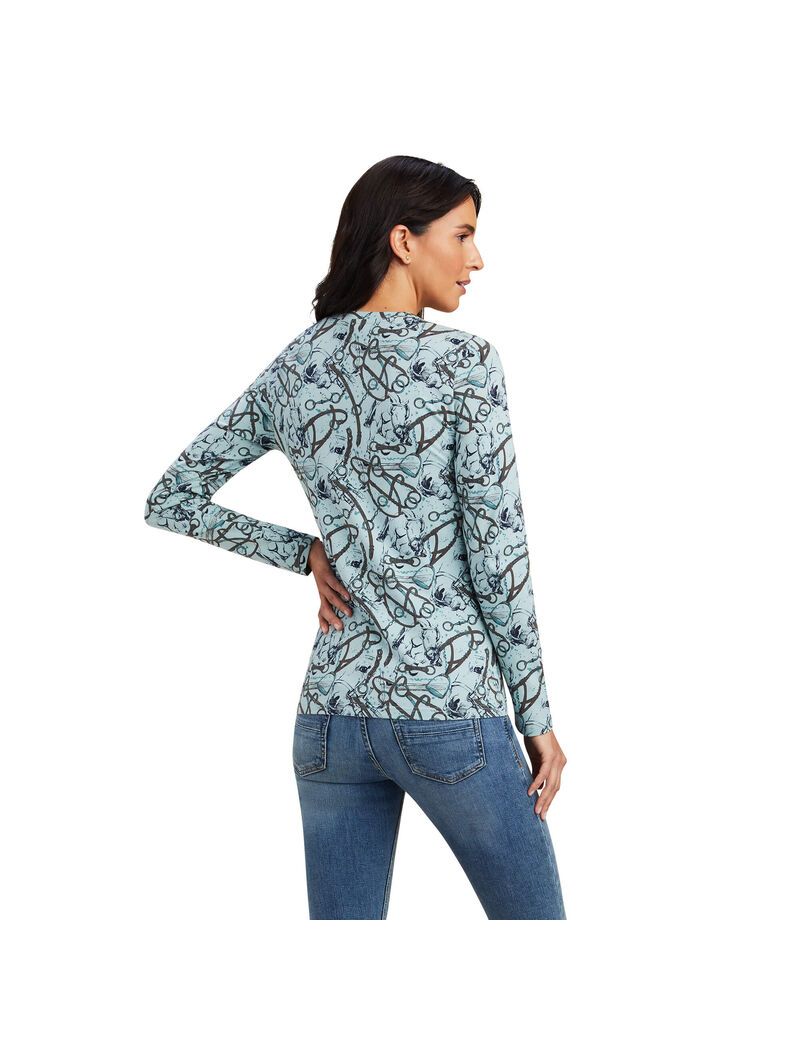 Camisas Ariat Melange Print Azules | INA187695