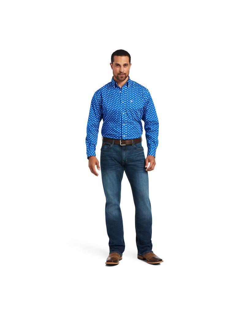 Camisas De Traje Ariat Alan Stretch Classic Fit Azules | GUA386209