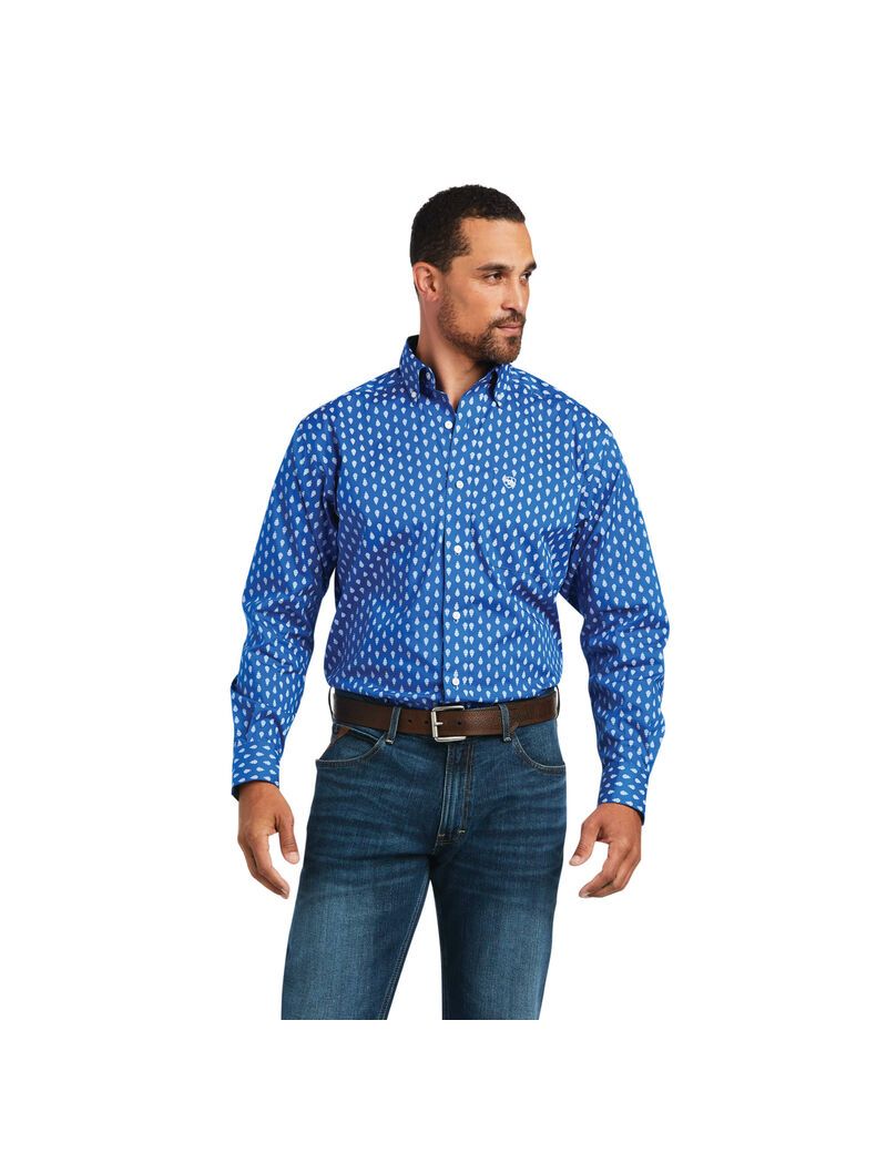 Camisas De Traje Ariat Alan Stretch Classic Fit Azules | GUA386209