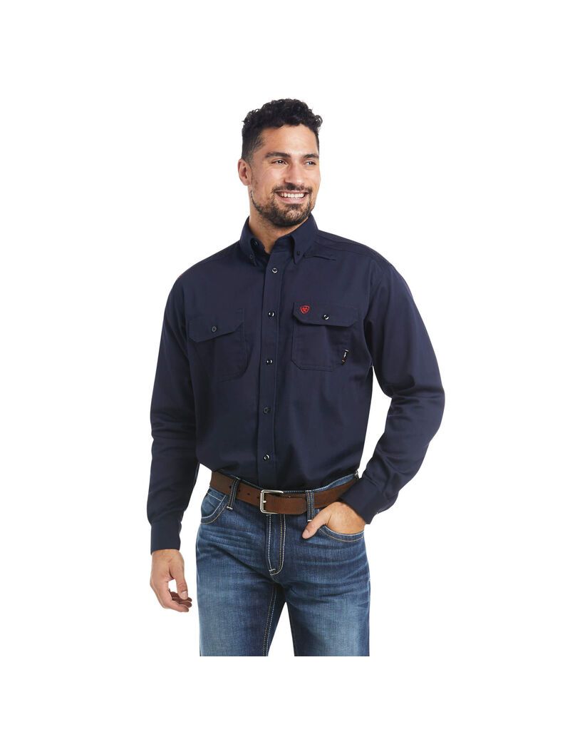 Camisas De Traje Ariat FR Solid Trabajo Azul Marino | HKB519046