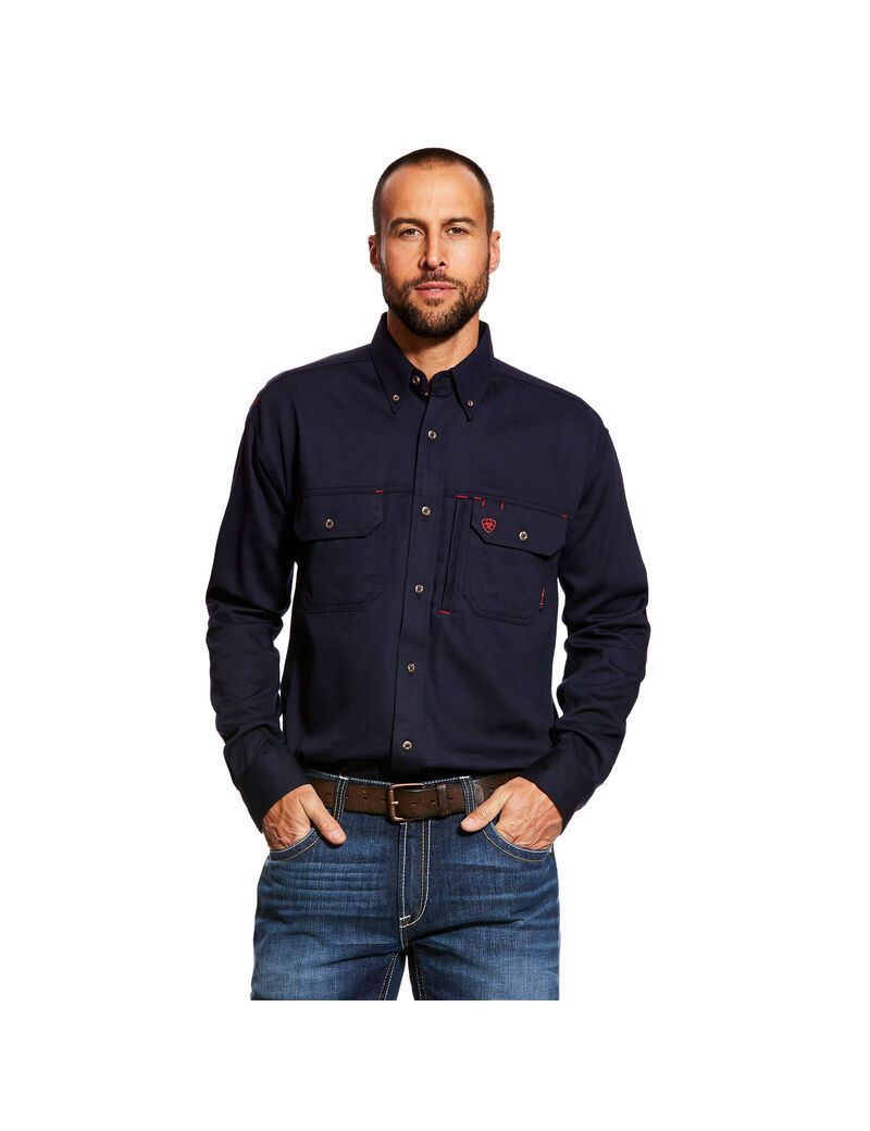 Camisas De Traje Ariat FR Solid Vent Trabajo Azul Marino | APW413786