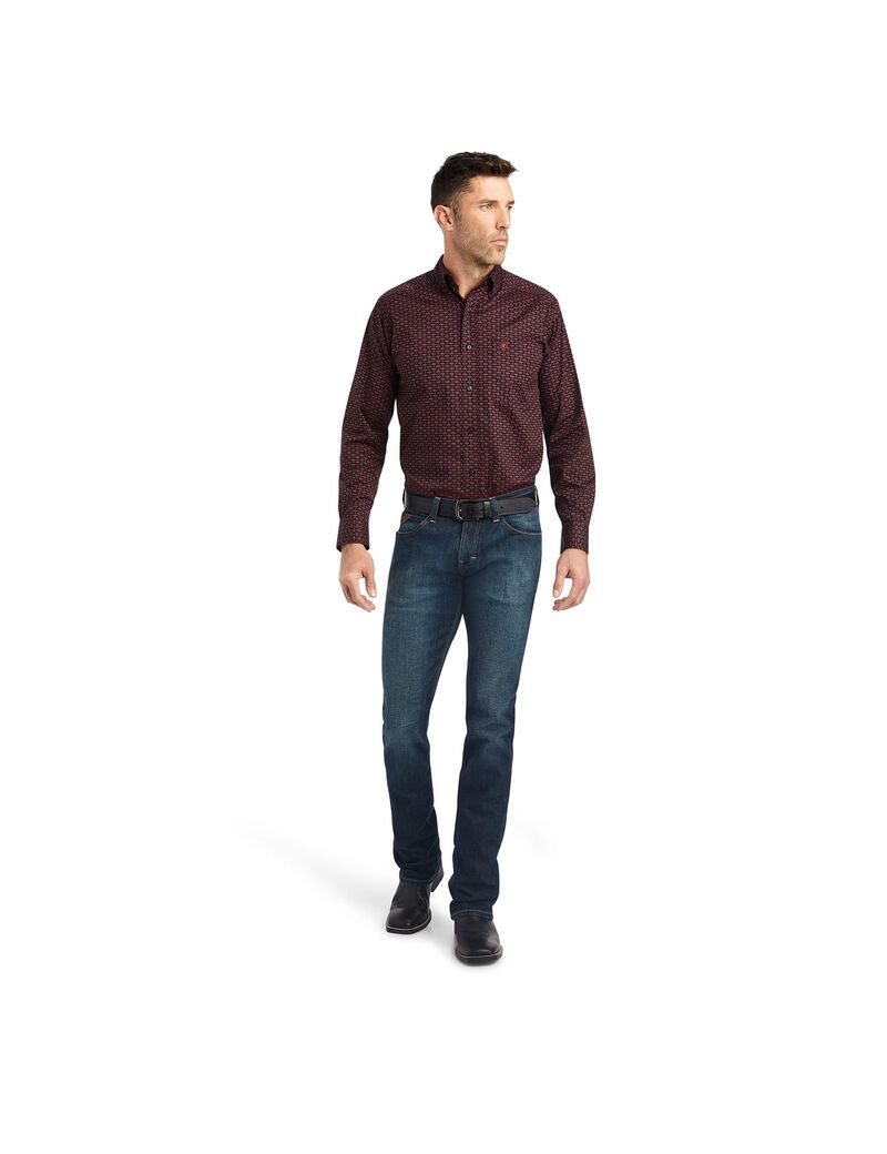 Camisas De Traje Ariat Kayne Stretch Fitted Negros | WQH618937