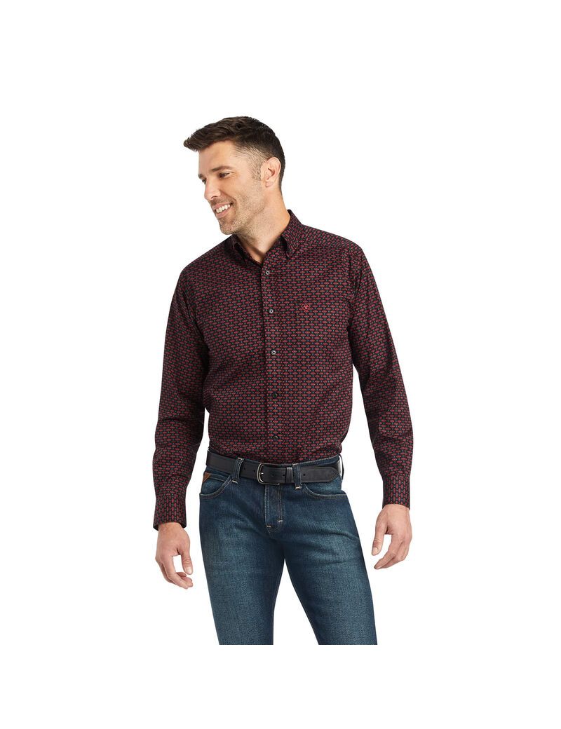 Camisas De Traje Ariat Kayne Stretch Fitted Negros | WQH618937