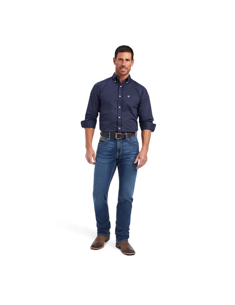 Camisas De Traje Ariat Niko Stretch Fitted Azules | AYX216704