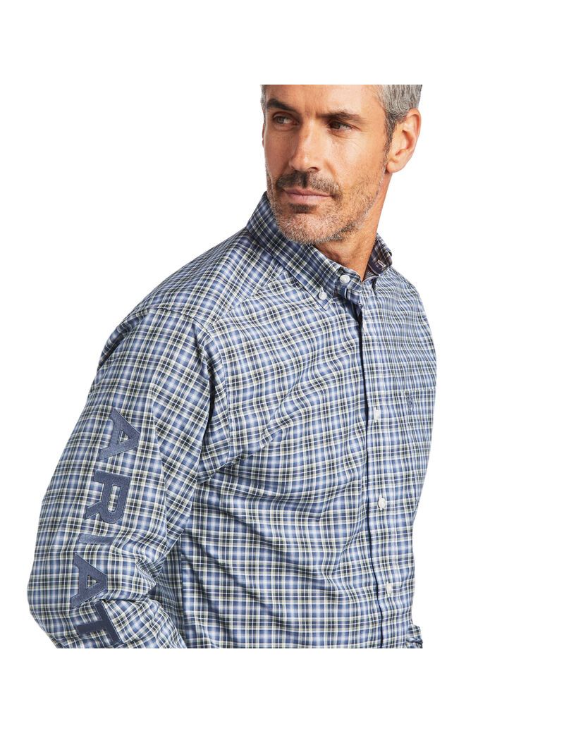 Camisas De Traje Ariat Pro Series Adriel Fitted Grises Oscuro Azules | BWQ431628