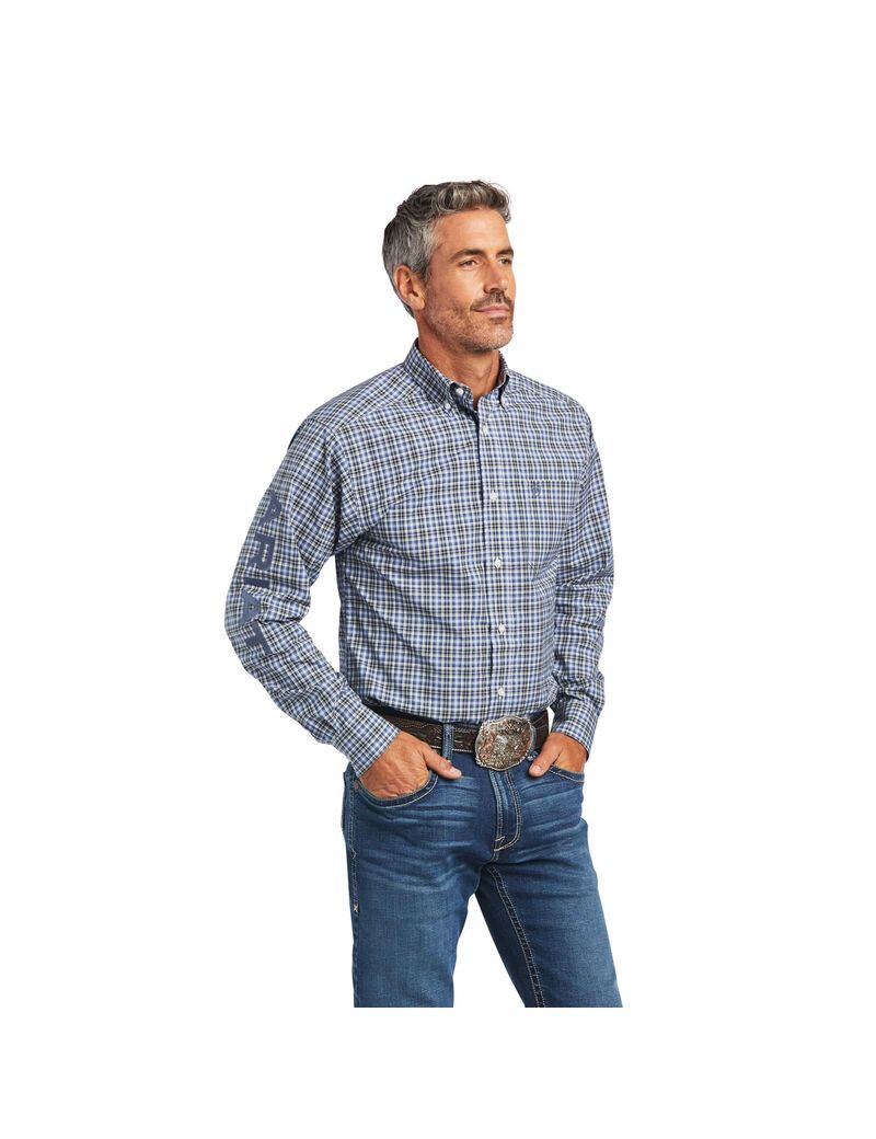 Camisas De Traje Ariat Pro Series Adriel Fitted Grises Oscuro Azules | BWQ431628