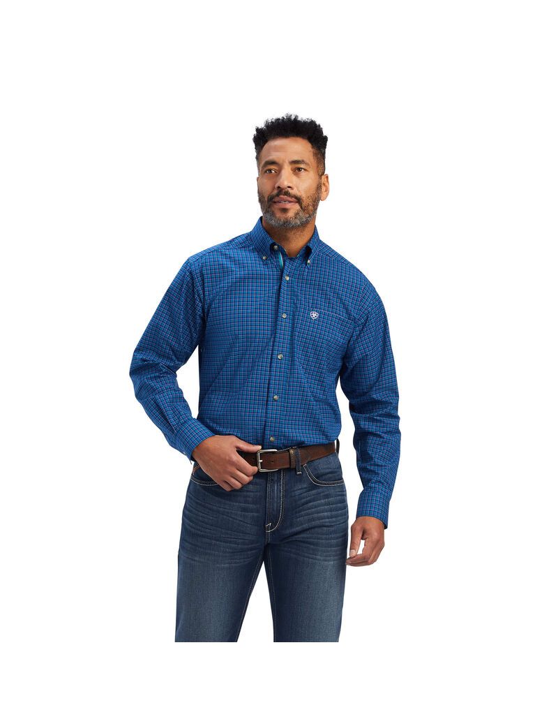 Camisas De Traje Ariat Pro Series Bertrand Stretch Classic Fit Azules | LBT357298