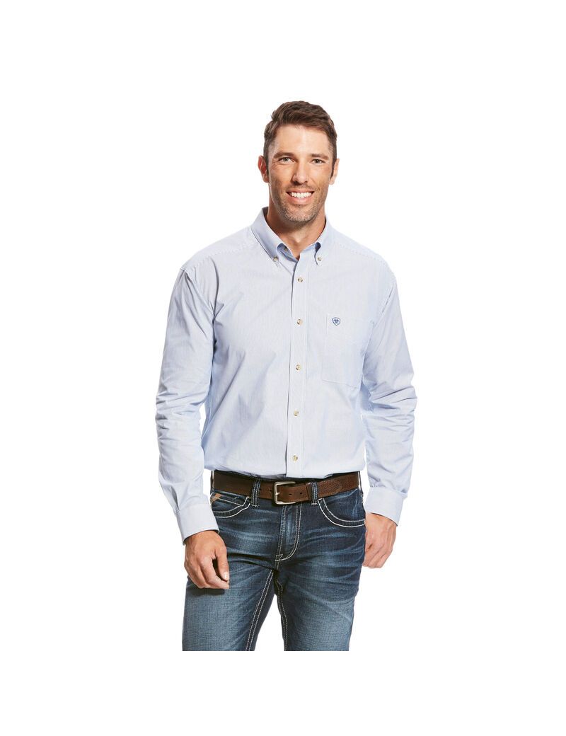 Camisas De Traje Ariat Pro Series Dayne Mini Stripe Azules | MEI156903